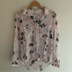 Anthropologie cloth & stone Pink Floral Button Down size S